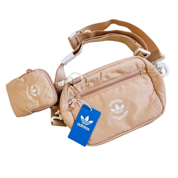 adidas Originals Handbags - New ADIDAS ORIGINALS Ori Puffer + Pouch Crossbody Belt Bag 152 CU" Tan White